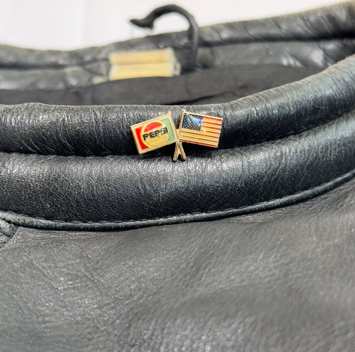 Vintage Diagonal Zip Leather Biker Jacket