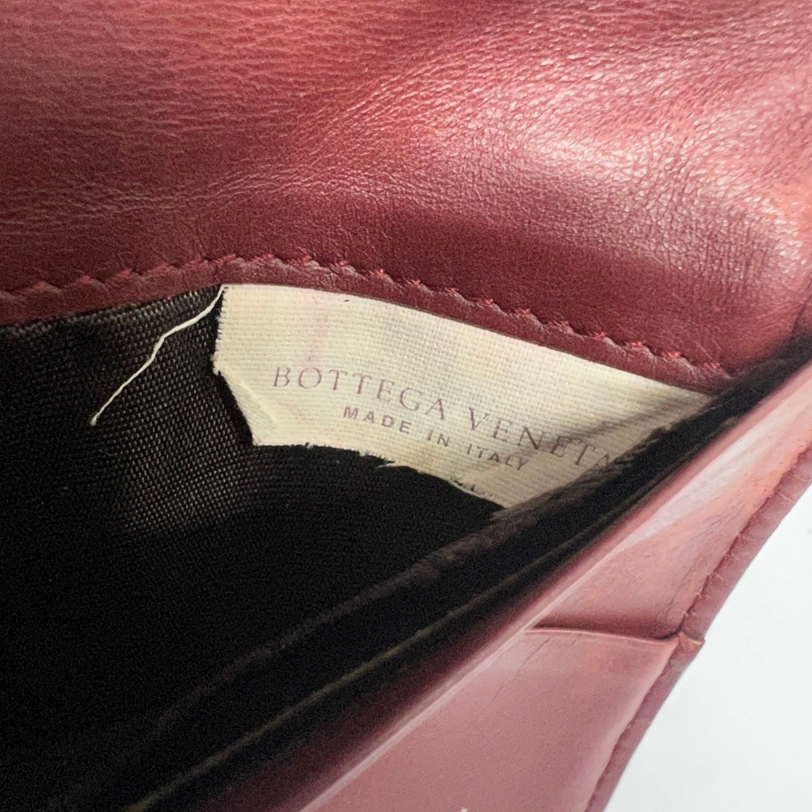 Bottega Veneta Burgundy Intrecciato Flap Wallet