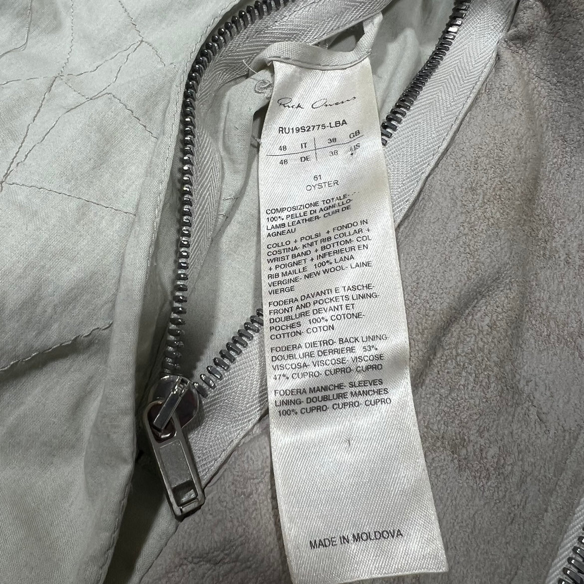Rick Owens SS19 "Babel" Blistered Lamb Leather Bomber