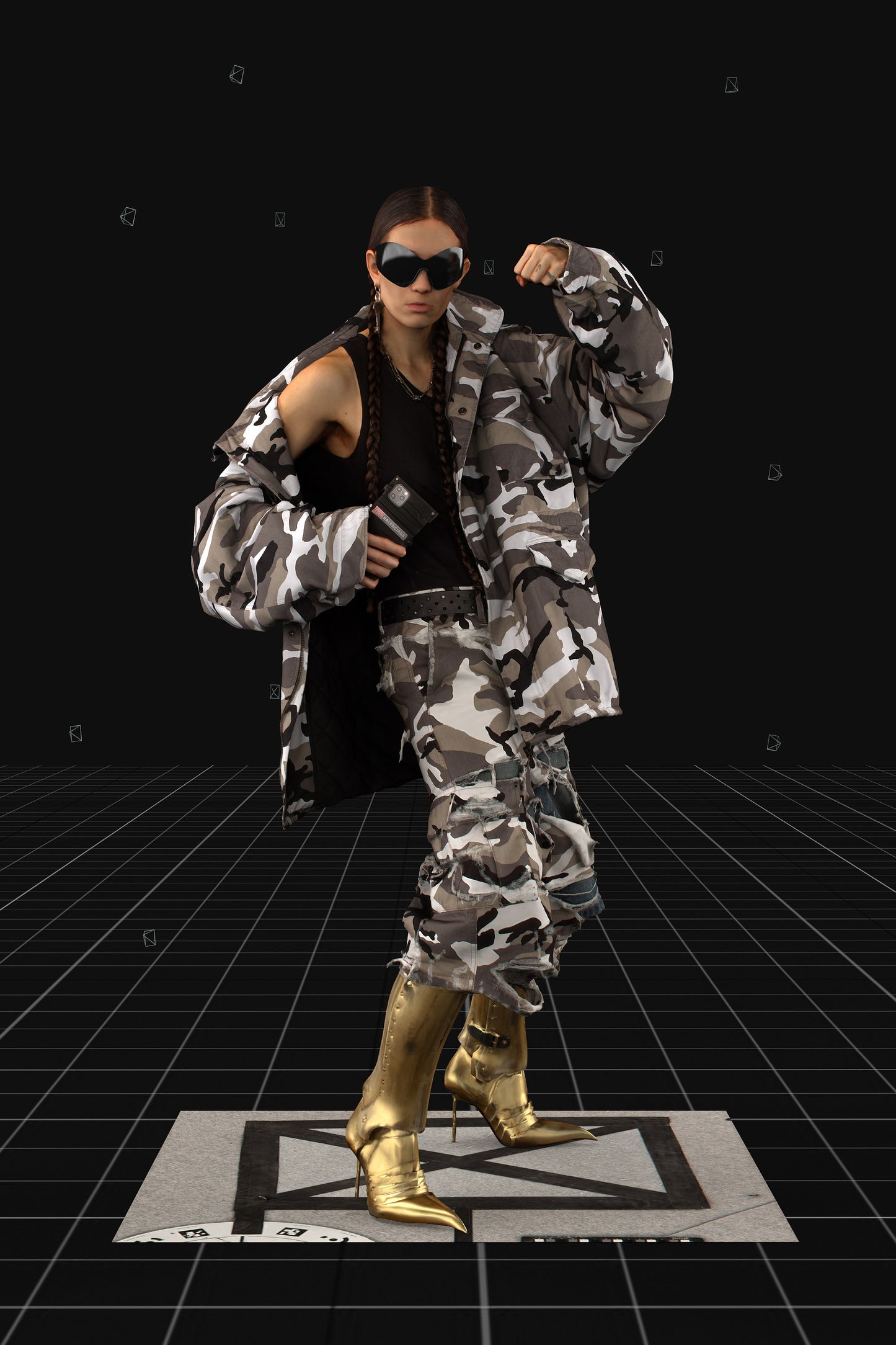 Balenciaga Fall21 Runway Snow Camo Jacket