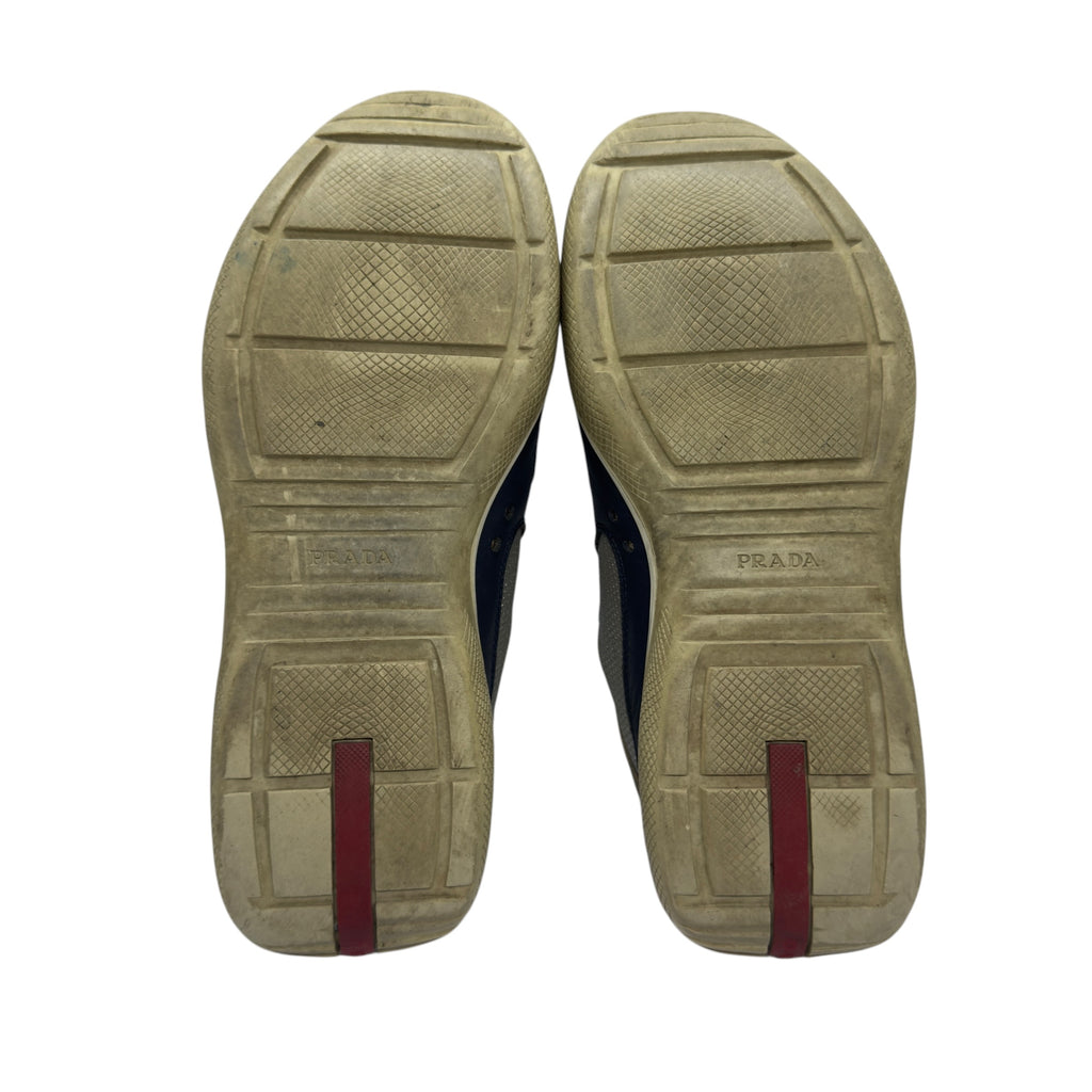 Prada Linea Rossa Vintage Navy/Grey Double Strap Velcro Mesh Sneakers