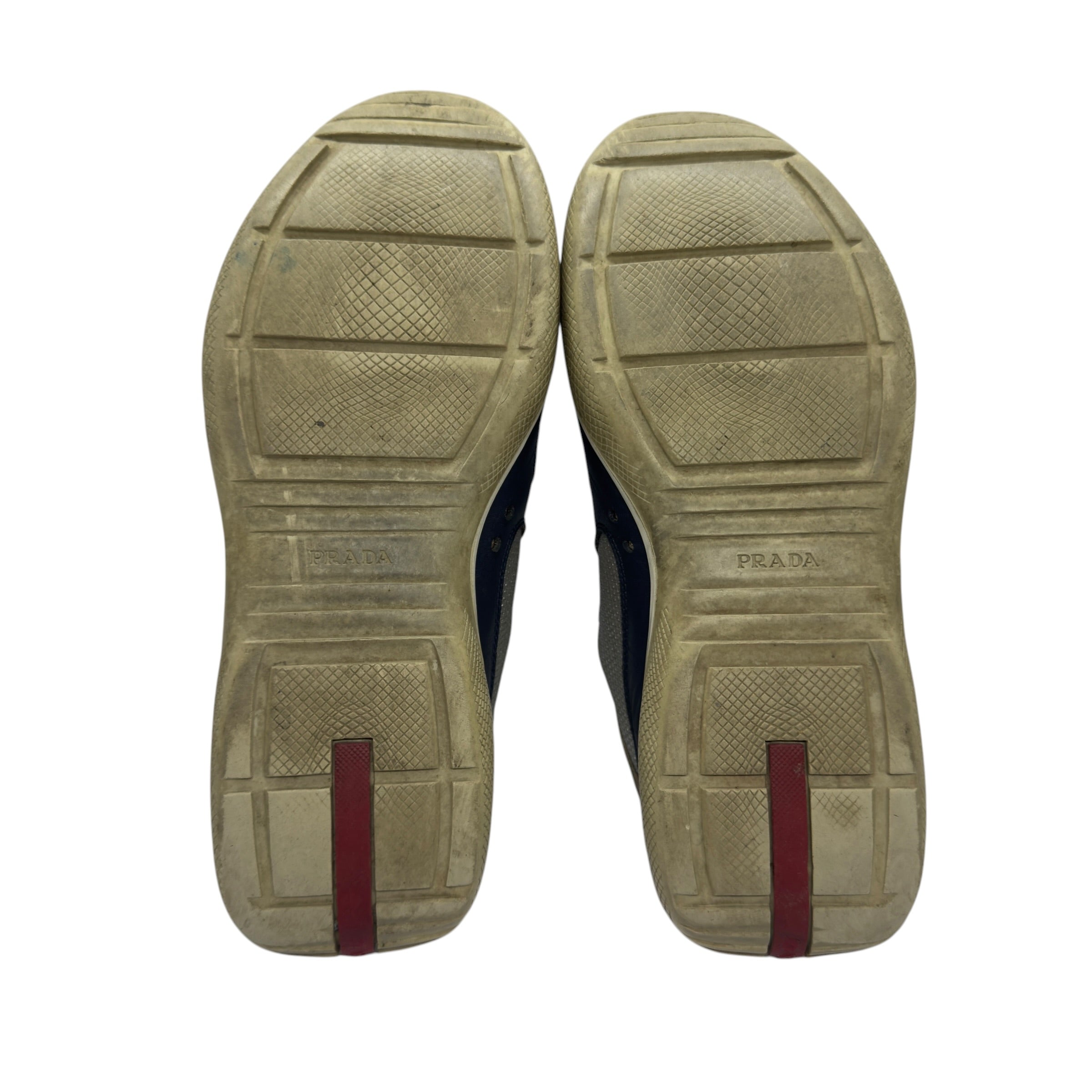 Prada Linea Rossa Vintage Navy/Grey Double Strap Velcro Mesh Sneakers