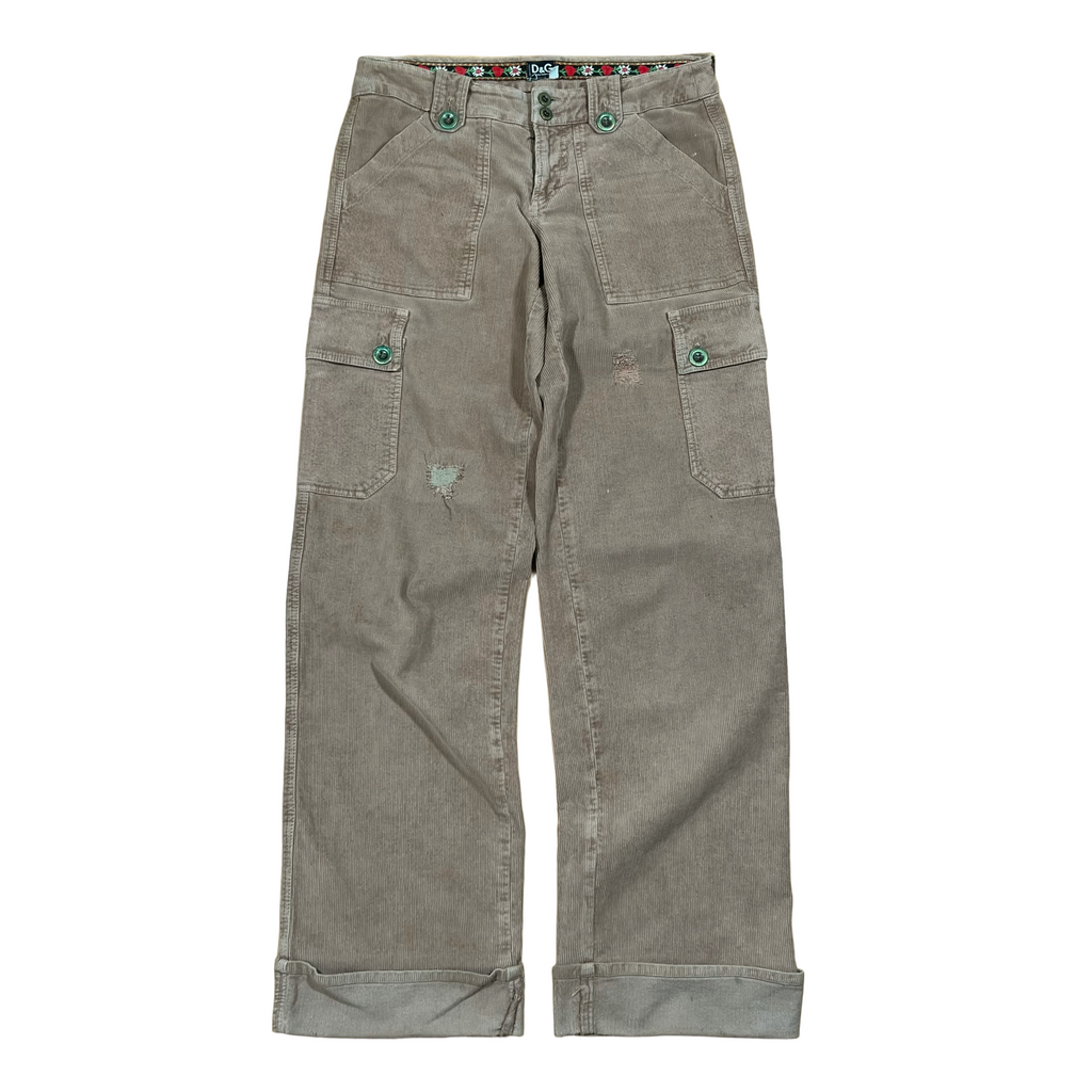 Dolce & Gabbana Floral Trim Corduroy Cargo Trousers