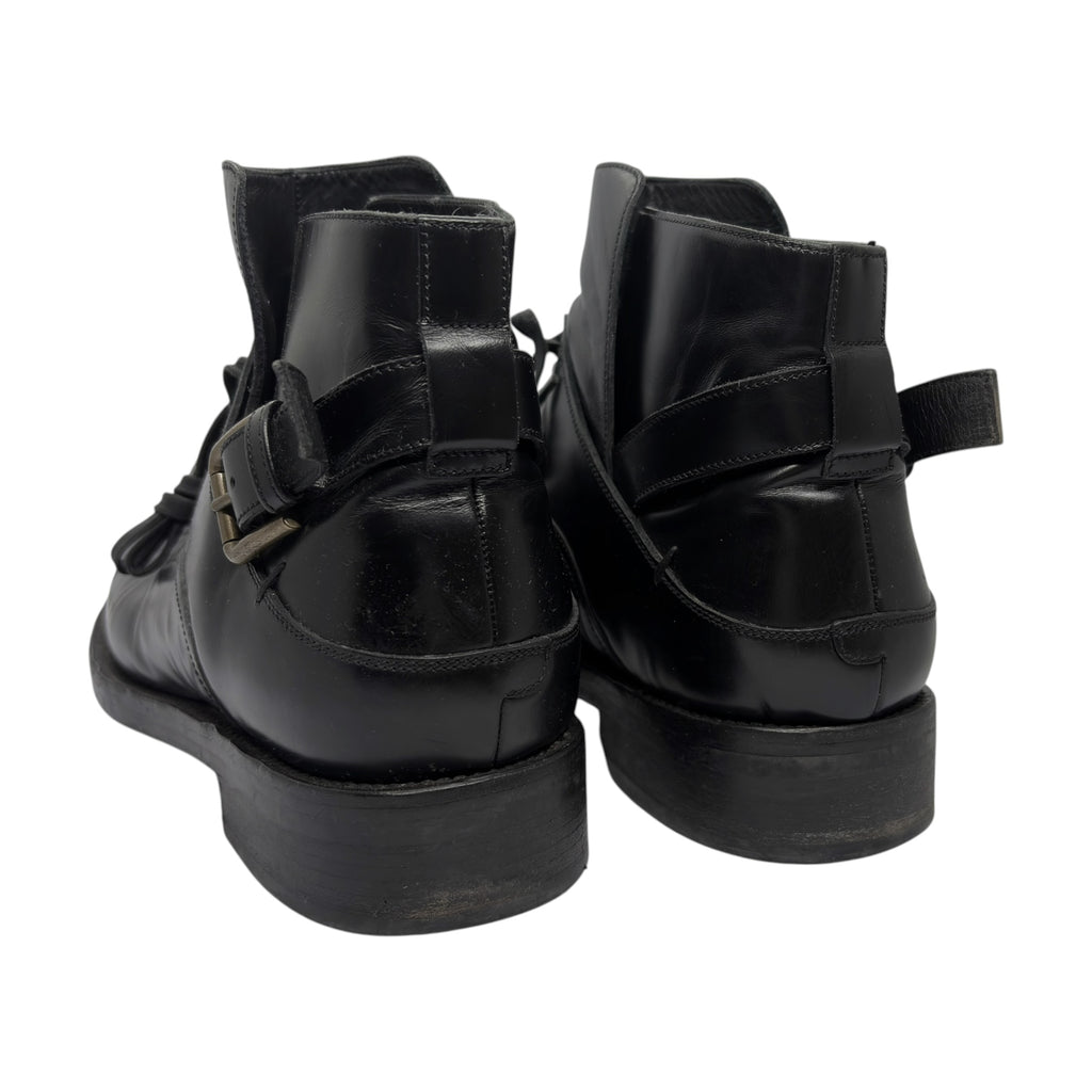 Dolce & Gabbana 2014 Buckled Leather Lace-Up Ankle Boots