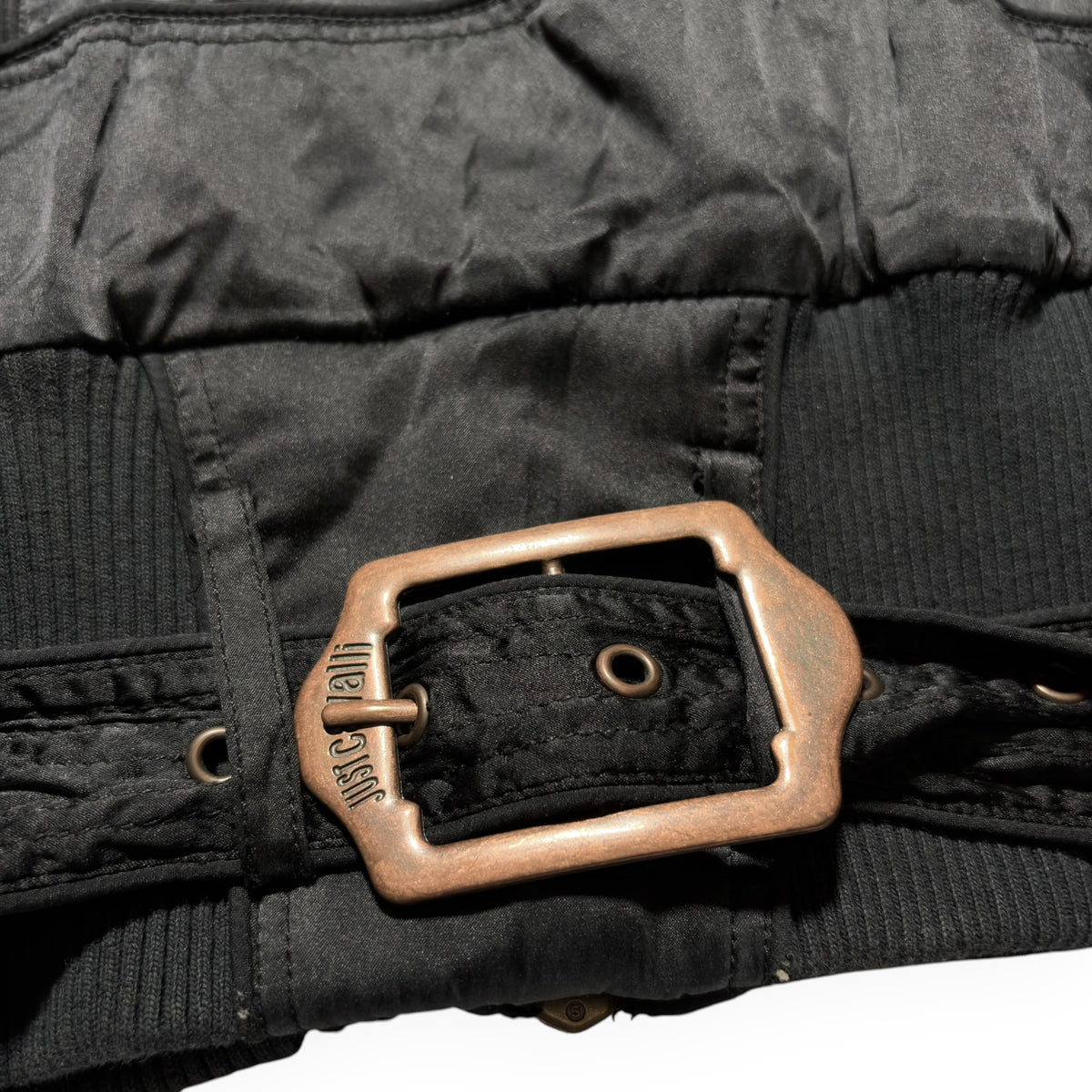 Just Cavalli AW05 Multi-Pocket Strapped Silk Bomber Jacket