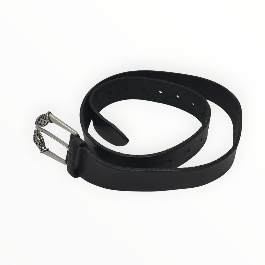 Just Cavalli Twin Snake Buckle Leather Belt