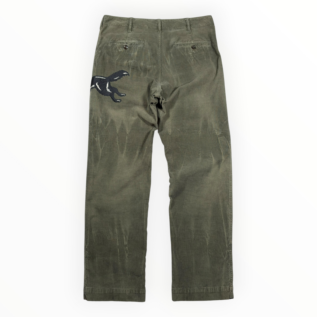 Gucci 2017 Wolf Embroidered Corduroy Trousers
