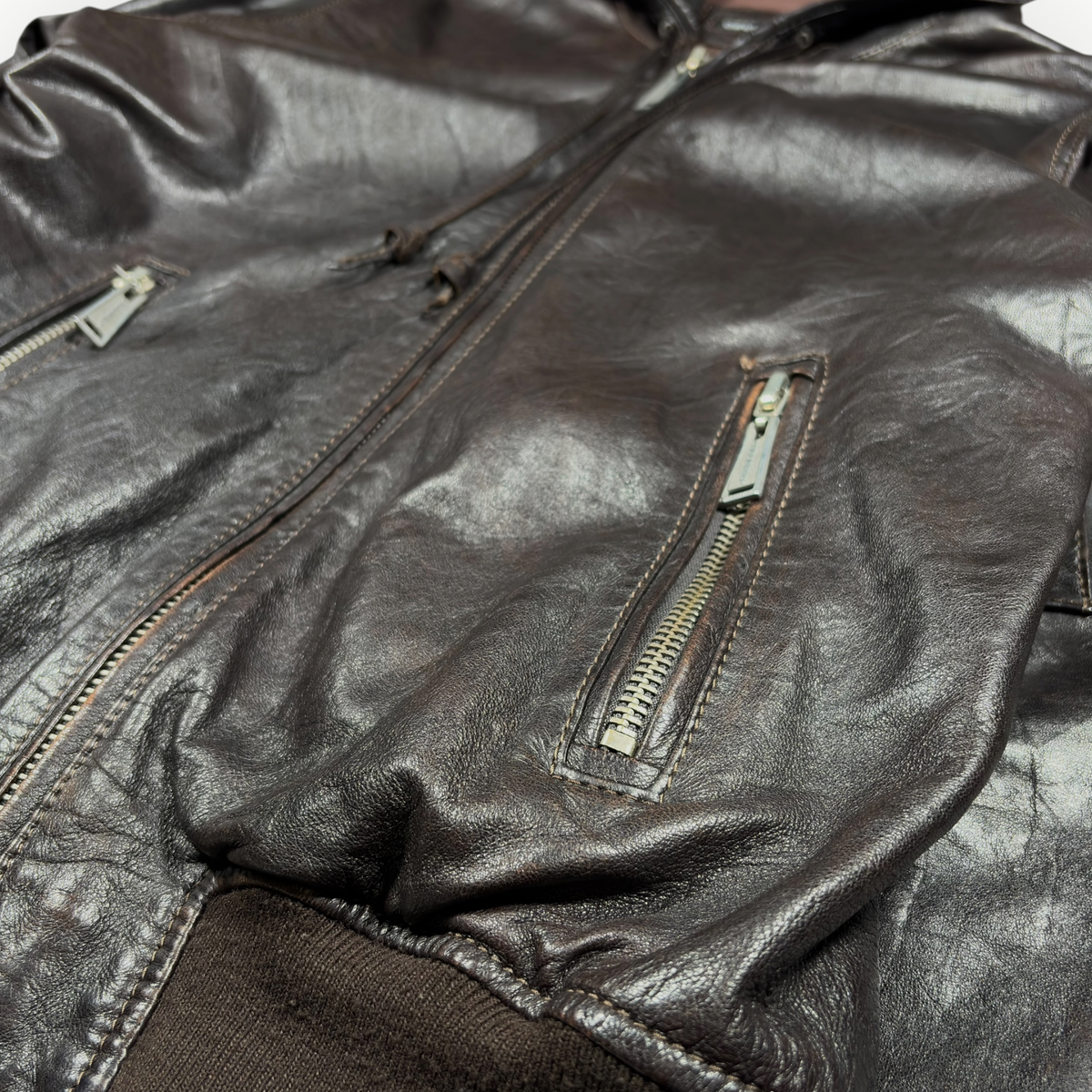 Dsquared2 00s Hooded Leather Bomber Jacket
