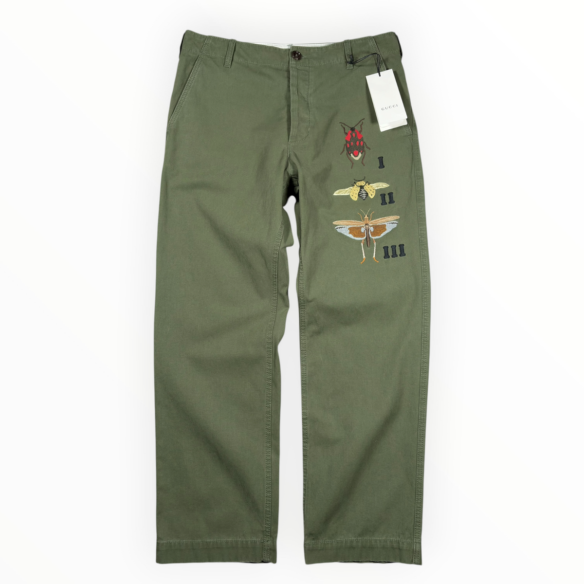 Gucci 2017 Embroidered Insect Chino Pants