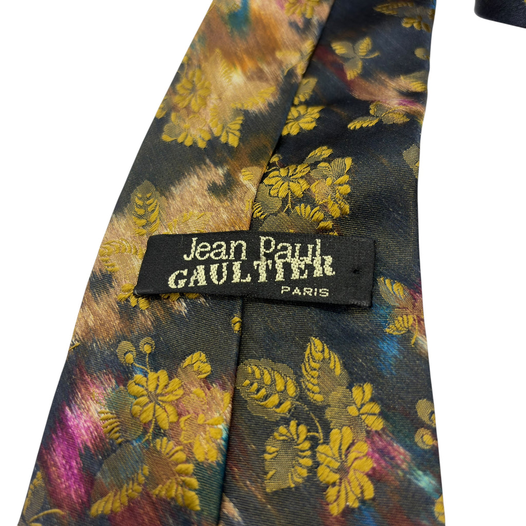 Jean Paul Gaultier Vintage Abstract Floral Silk Tie