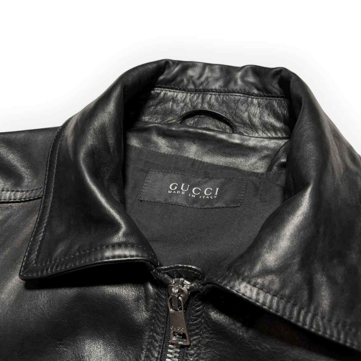 Gucci 2014 Detachable Shearling Collar Leather Aviator Jacket