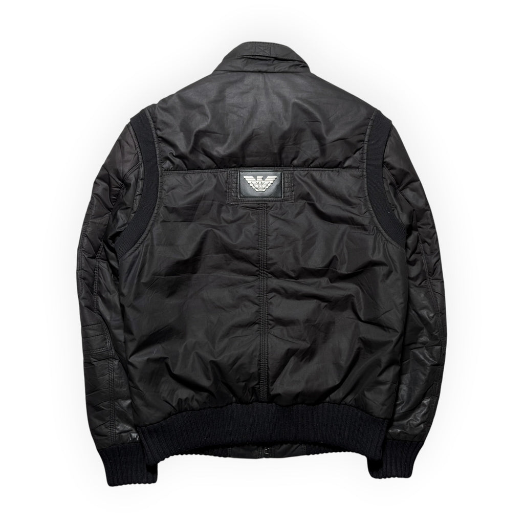 Emporio Armani Multi-Pocket Coated Cotton Bomber Jacket