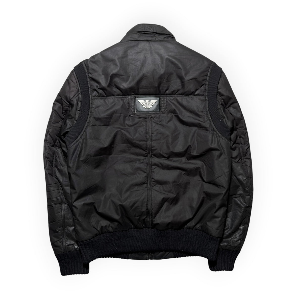 Emporio Armani Multi-Pocket Coated Cotton Bomber Jacket