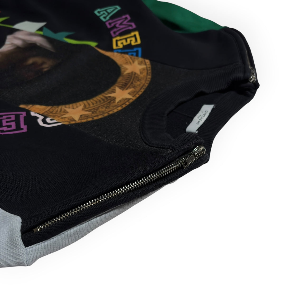 Givenchy by Riccardo Tisci "American Dream" Madonna Patchwork Zip-Shoulder Sweatshirt