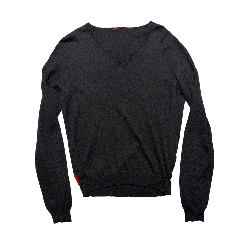 Prada Linea Rossa Cotton-Cashmere V-Neck Knit Sweater