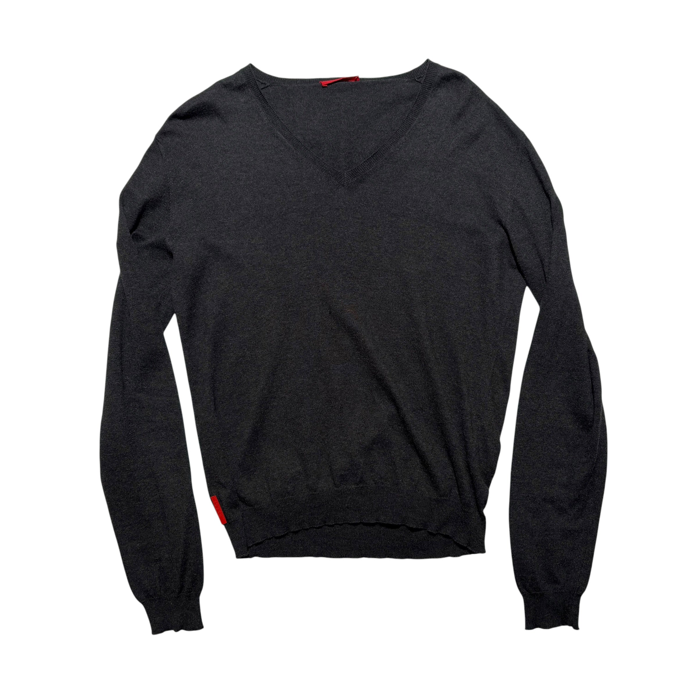 Prada Linea Rossa Cotton-Cashmere V-Neck Knit Sweater
