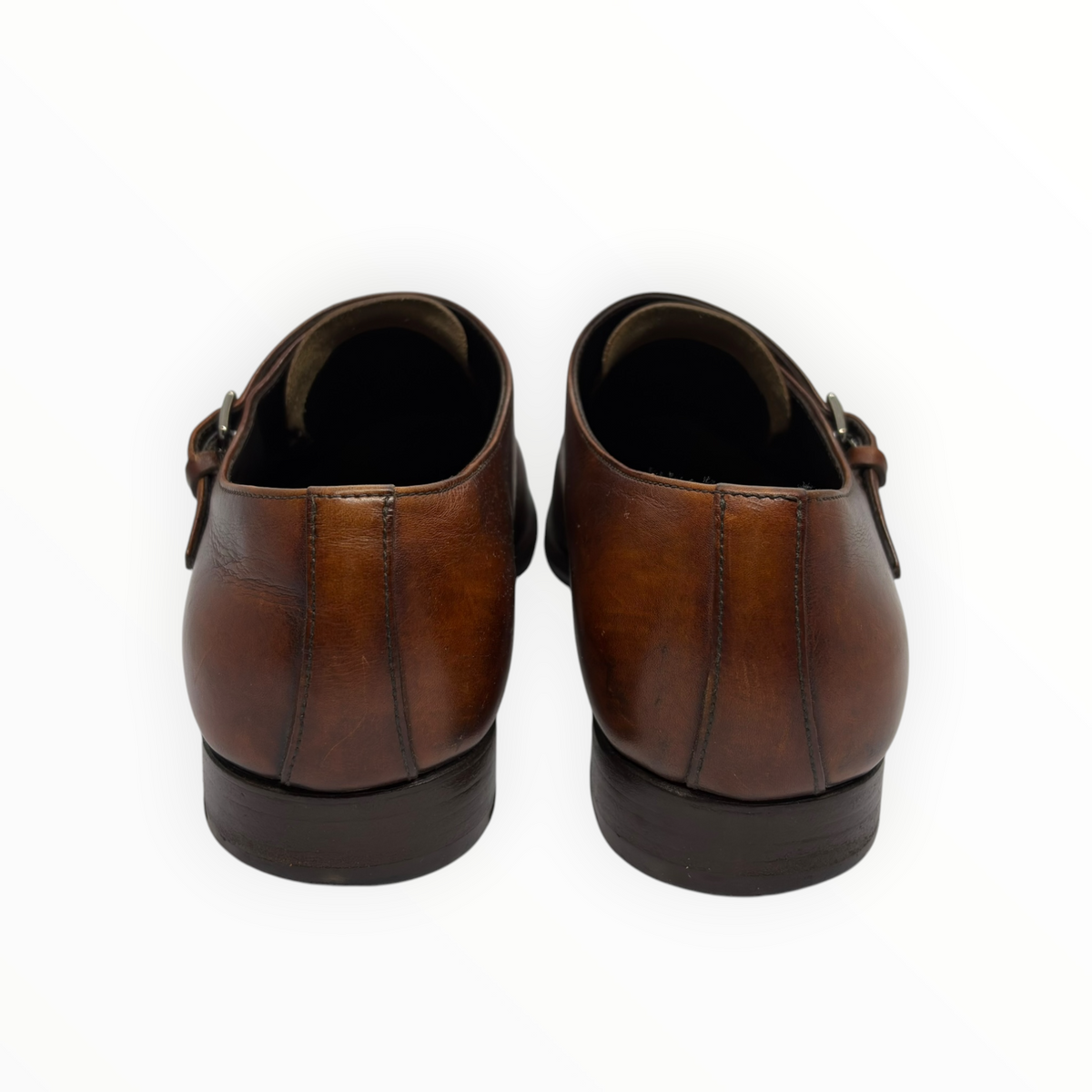 Prada Brown Leather Monk Strap Shoes