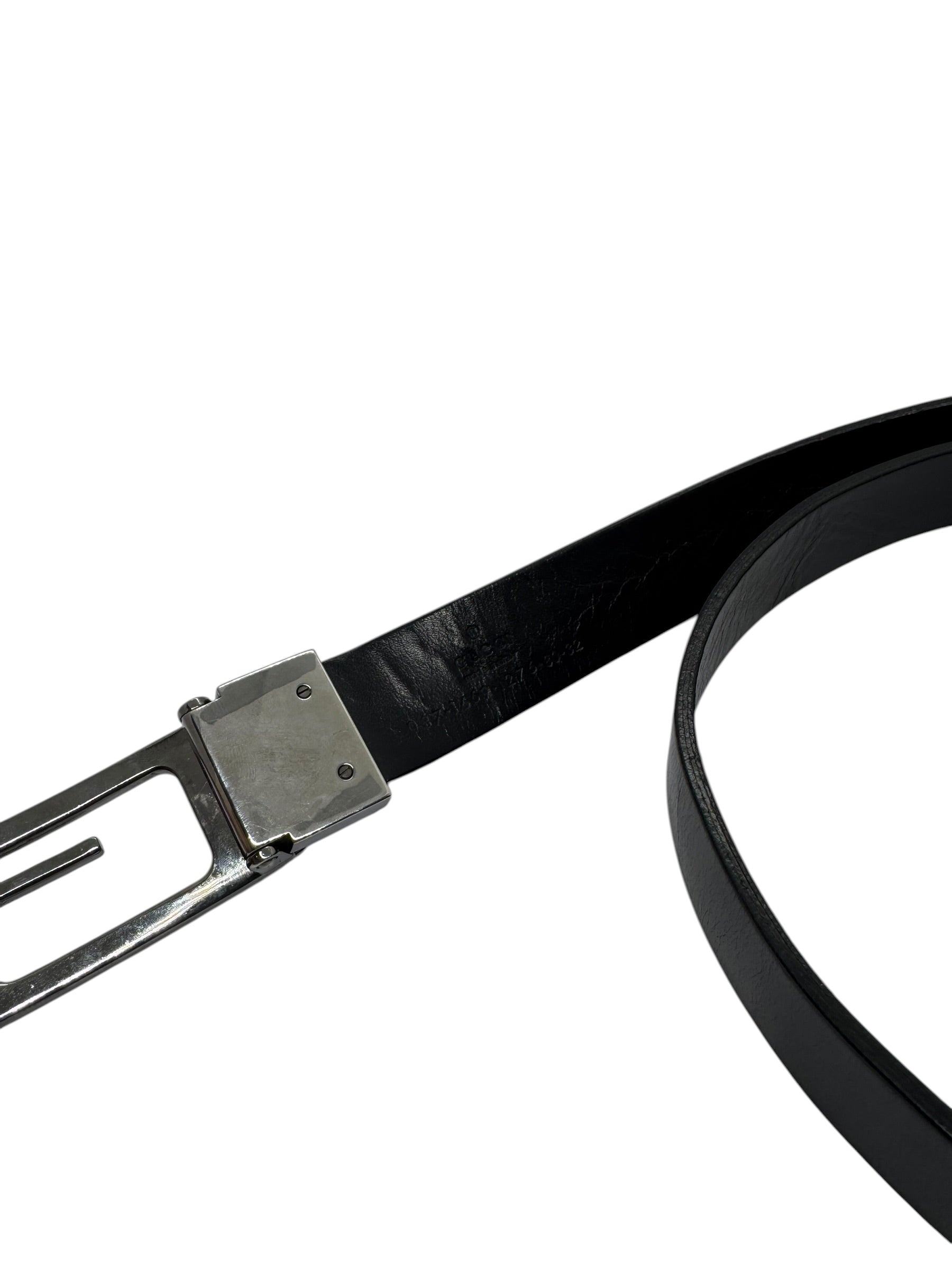 Gucci ”Tom Ford” Interlocking G Silver Buckle Leather Belt