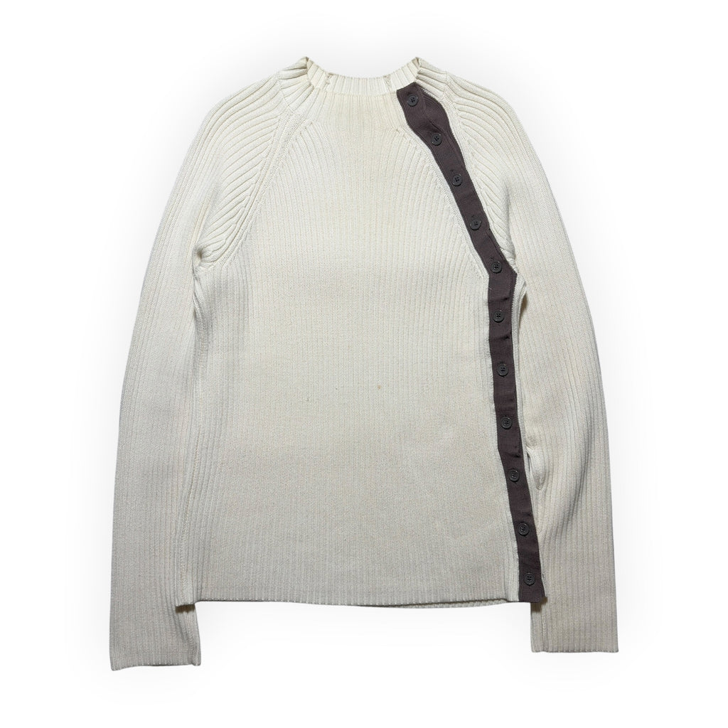 Armani Exchange Asymmetric Button Ribbed Knit Sweater