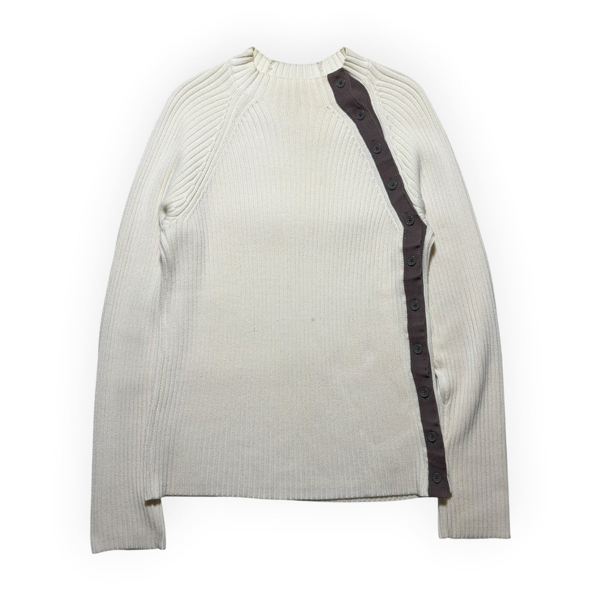 Armani Exchange Asymmetric Button Ribbed Knit Sweater