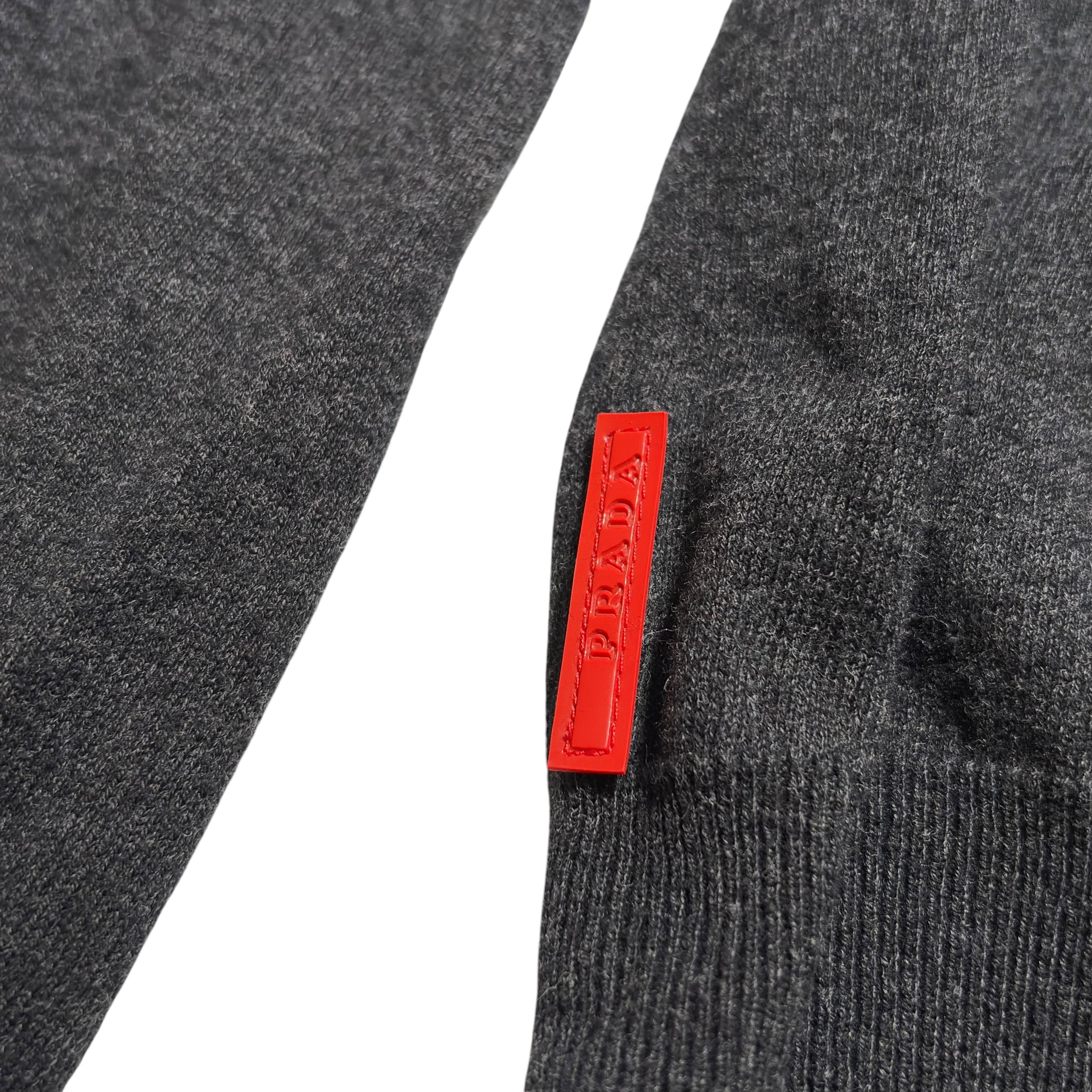 Prada Linea Rossa Cotton-Cashmere V-Neck Knit Sweater