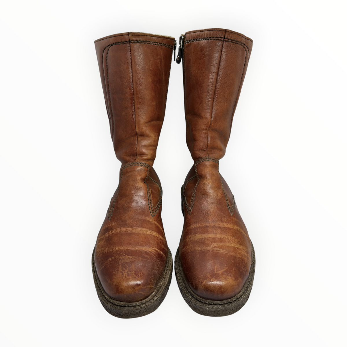 Vintage 1970s Shearling-Lined Tan Leather Boots
