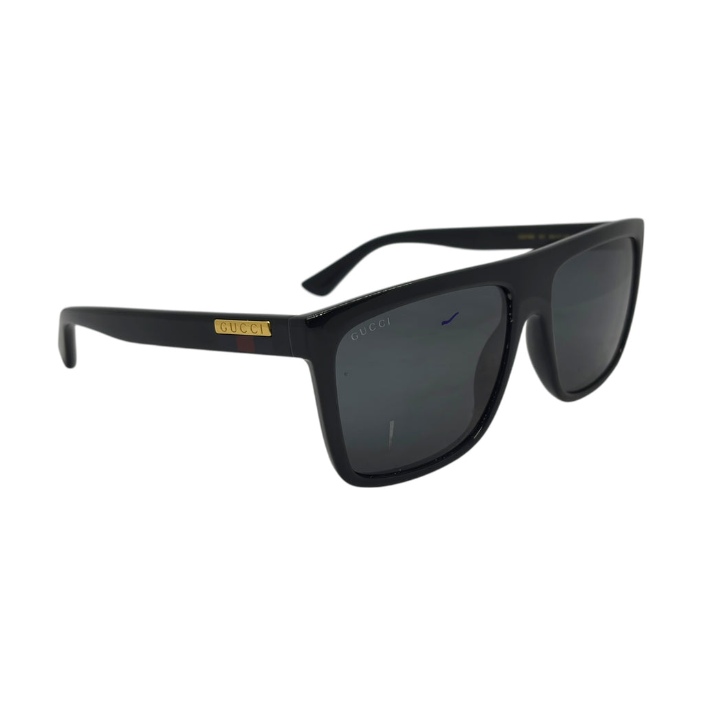Gucci Web Detail Flat-Top Square Sunglasses