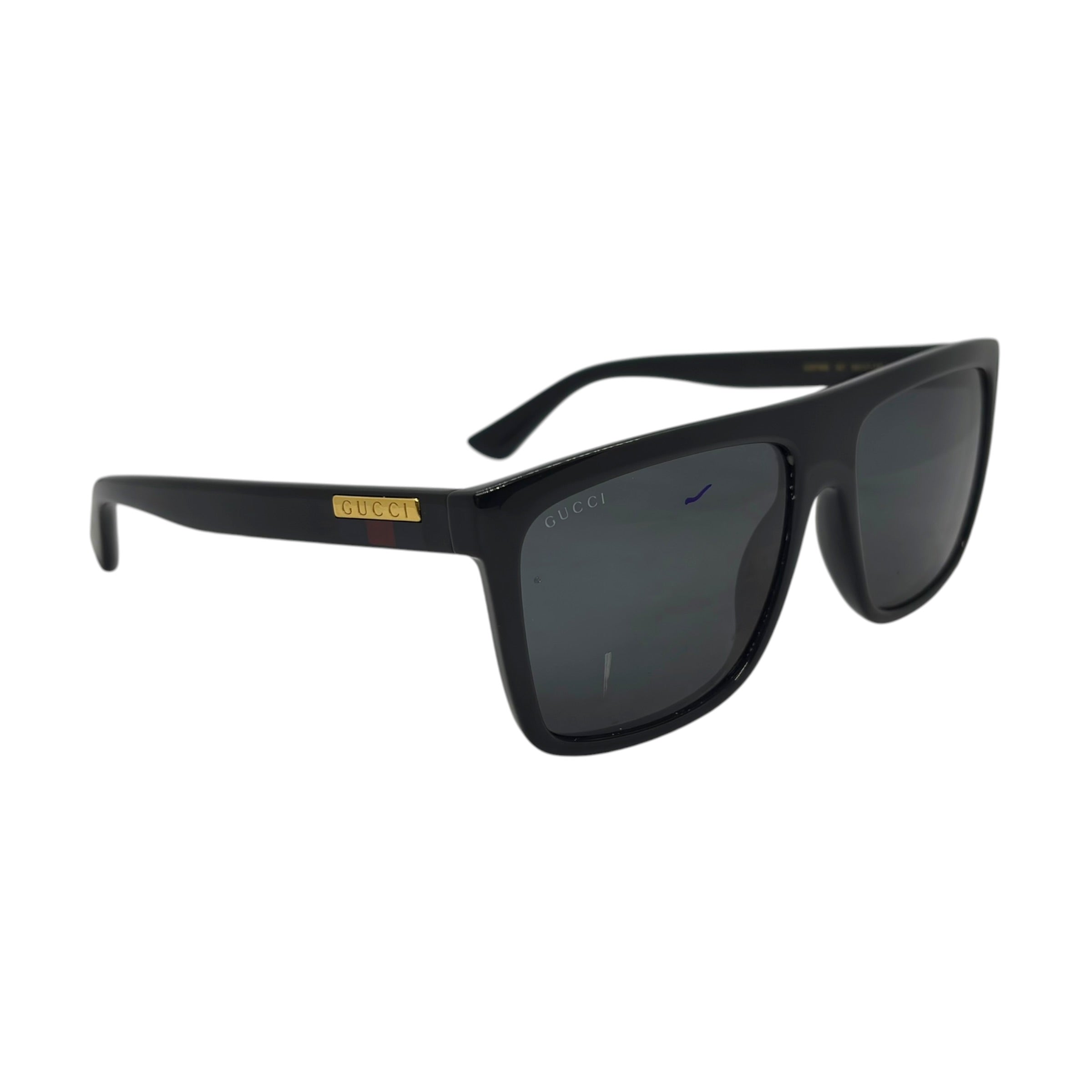 Gucci Web Detail Flat-Top Square Sunglasses