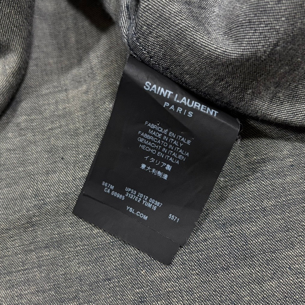 Saint Laurent Paris SS13 Leather Yoke Denim Western Shirt