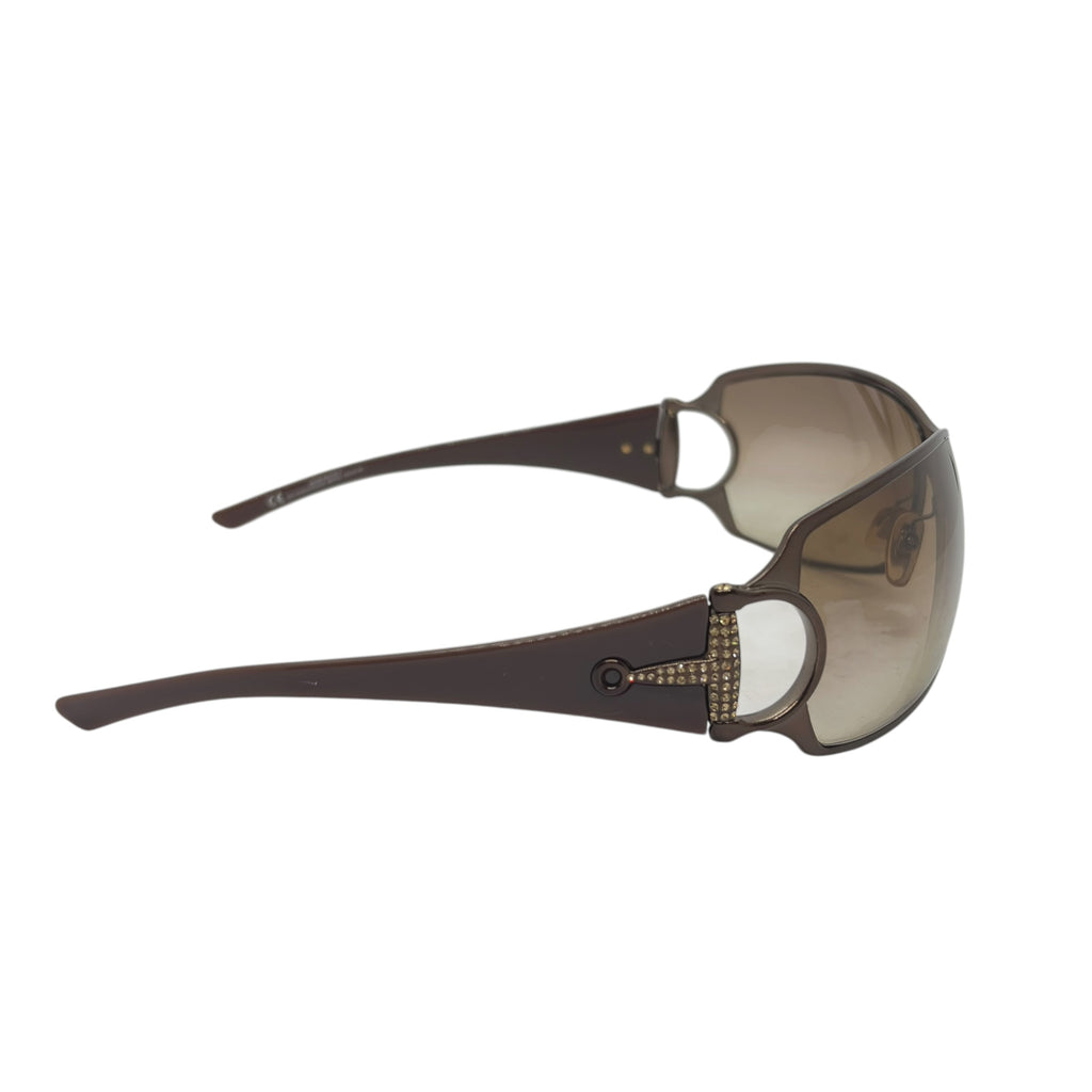 Gucci Rhinestone Horsebit Shield Sunglasses