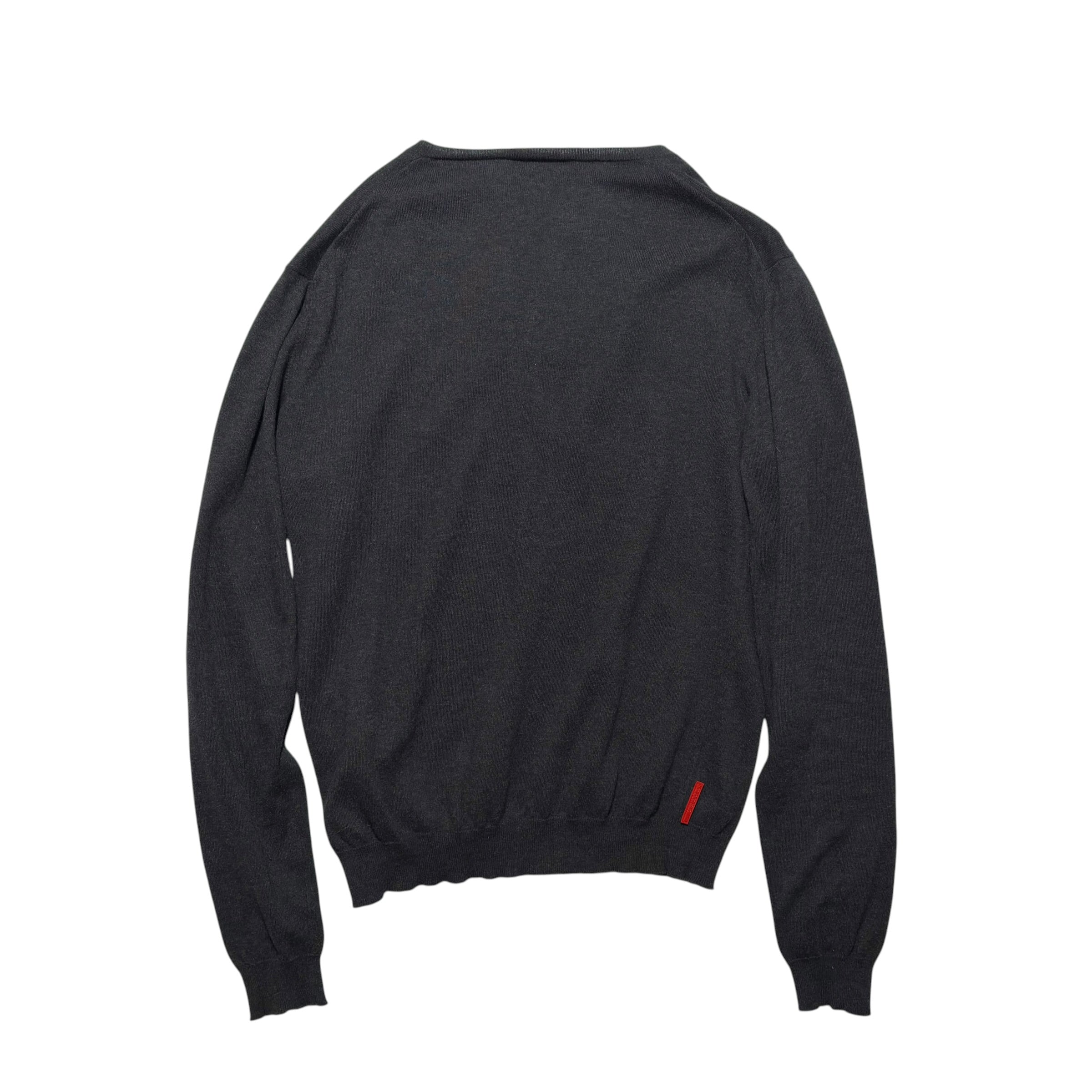 Prada Linea Rossa Cotton-Cashmere V-Neck Knit Sweater