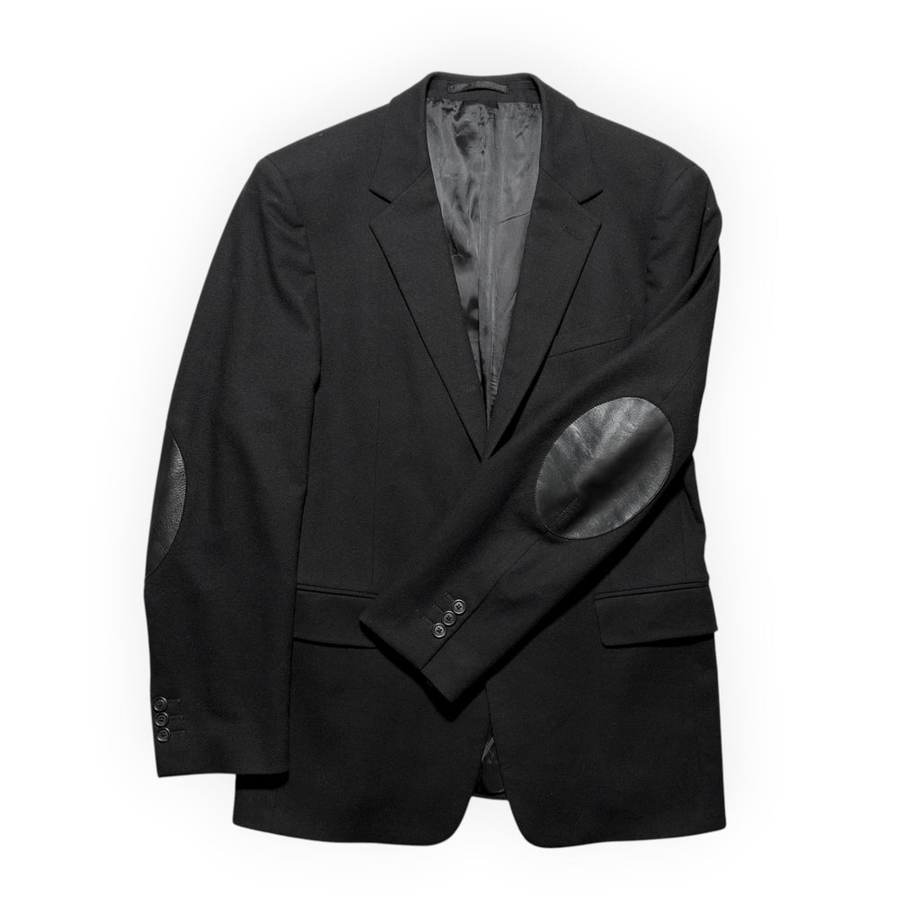 Prada Leather Elbow Patch Virgin Wool Blazer