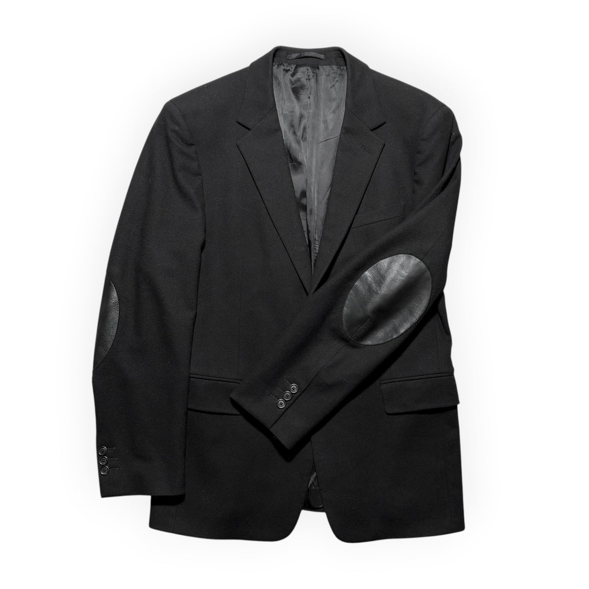 Prada Leather Elbow Patch Virgin Wool Blazer