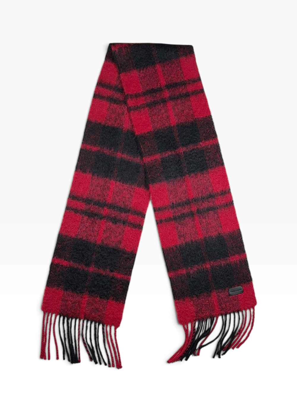Saint Laurent Red Buffalo Check Mohair-Blend Scarf