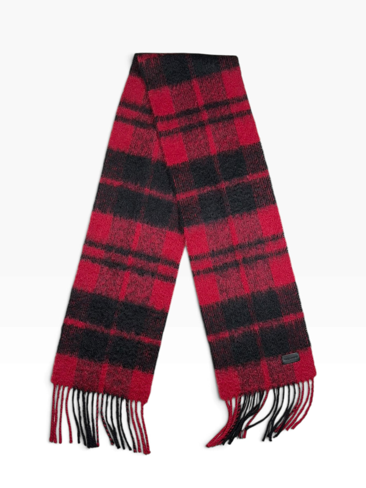Saint Laurent Red Buffalo Check Mohair-Blend Scarf