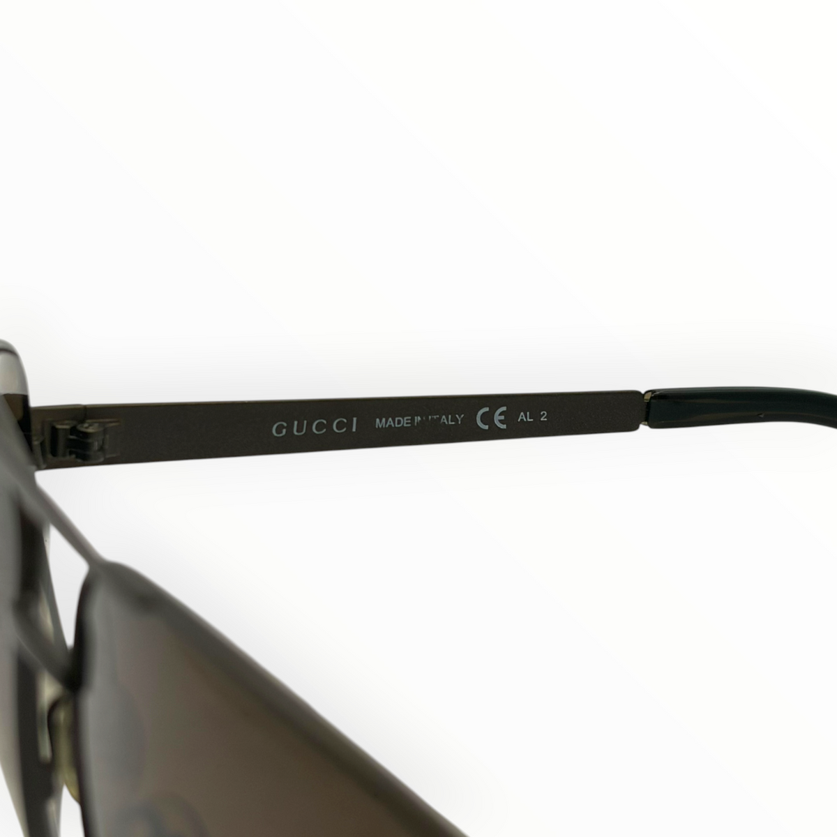Gucci Vintage Dark Brown Metal Shield Aviator Sunglasses