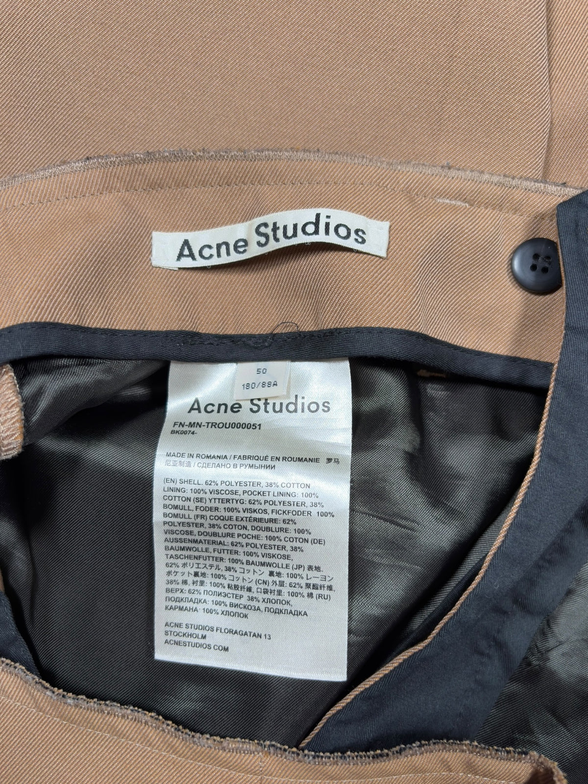 Acne Studios Beige Flared Twill Trousers