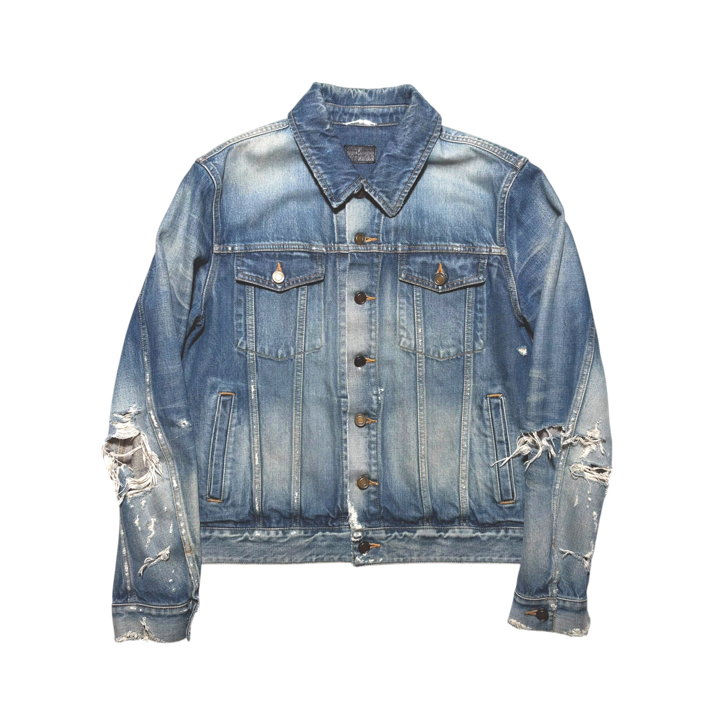 Saint Laurent Paris 2019 "Crash" Heavily Destroyed Denim Jacket