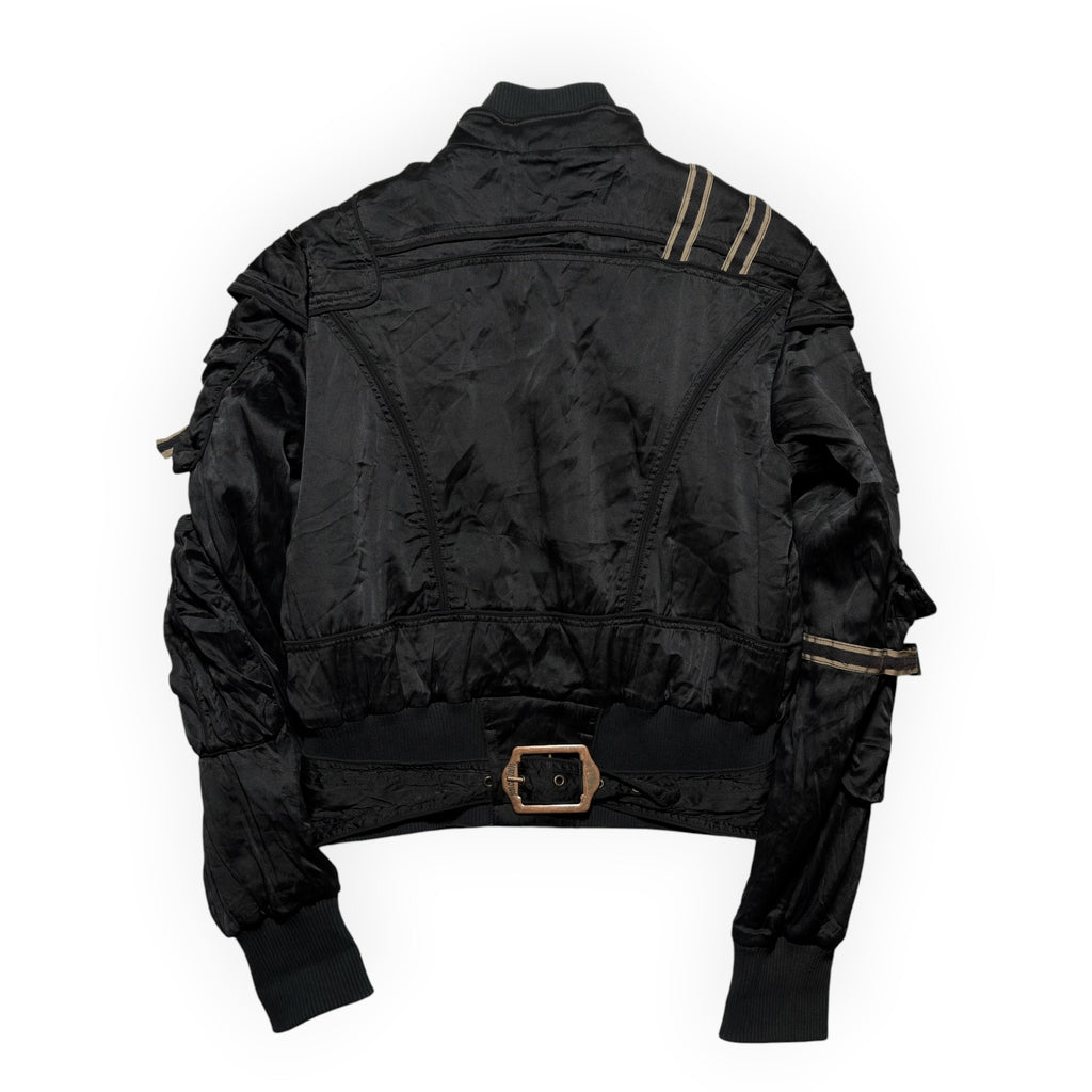 Just Cavalli AW05 Multi-Pocket Strapped Silk Bomber Jacket