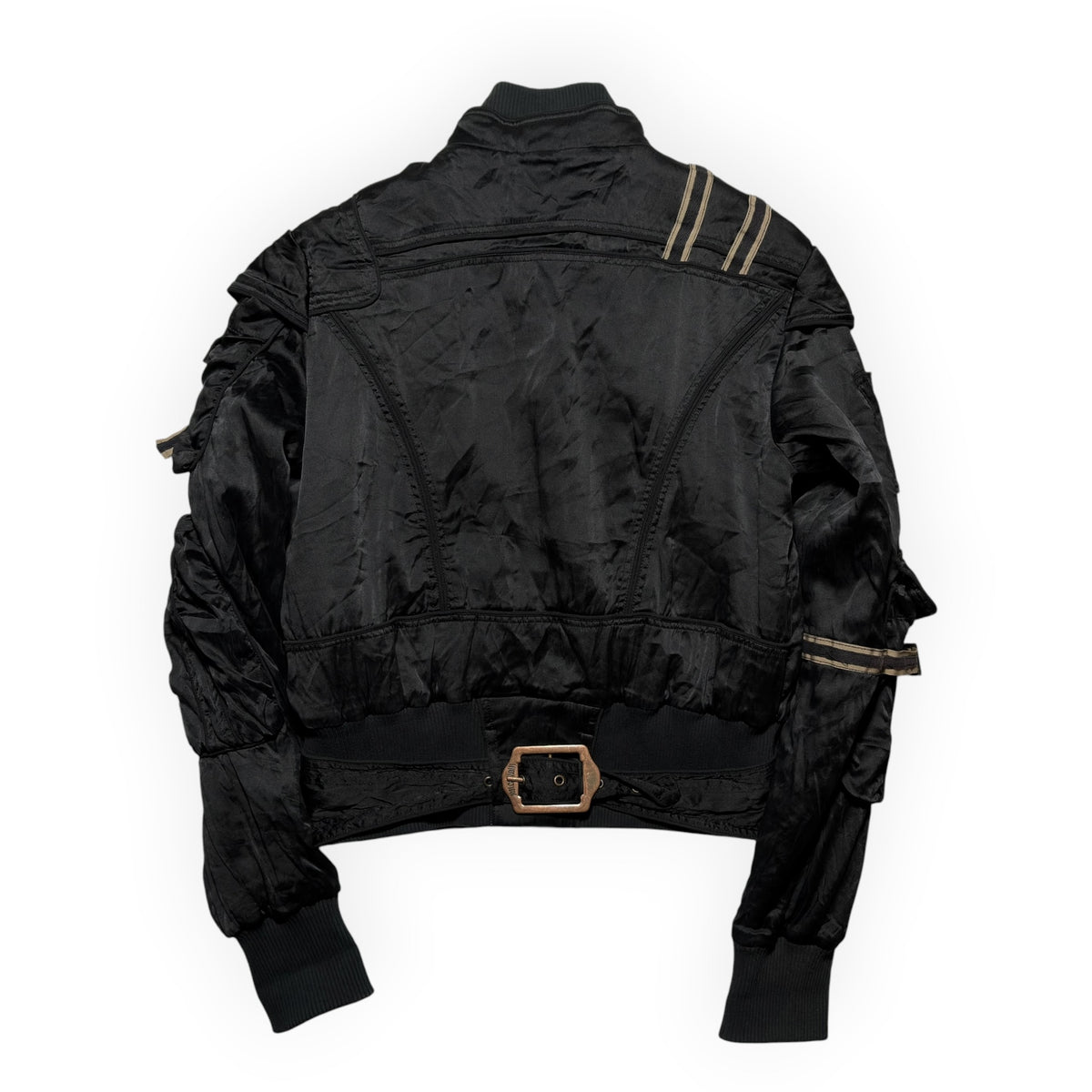 Just Cavalli AW05 Multi-Pocket Strapped Silk Bomber Jacket