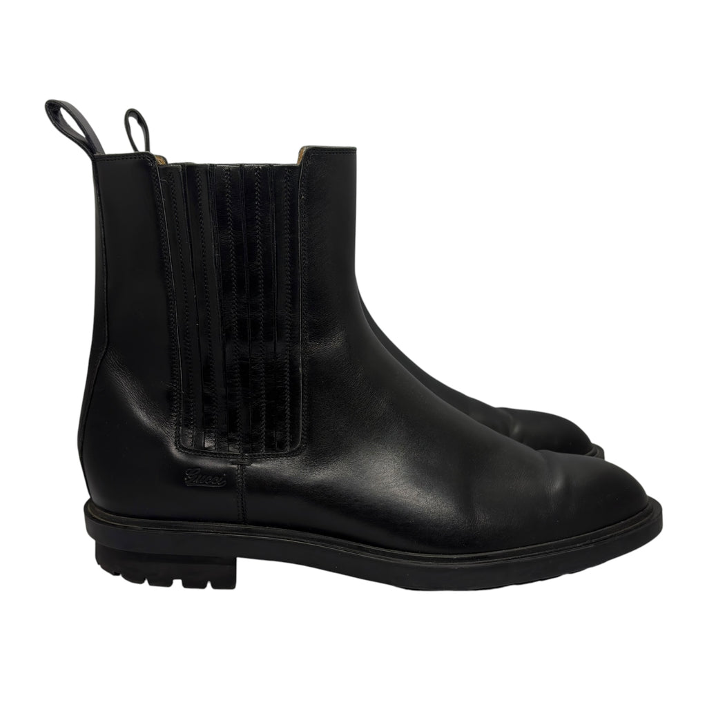 Gucci Black Leather Lug-Sole Chelsea Boots