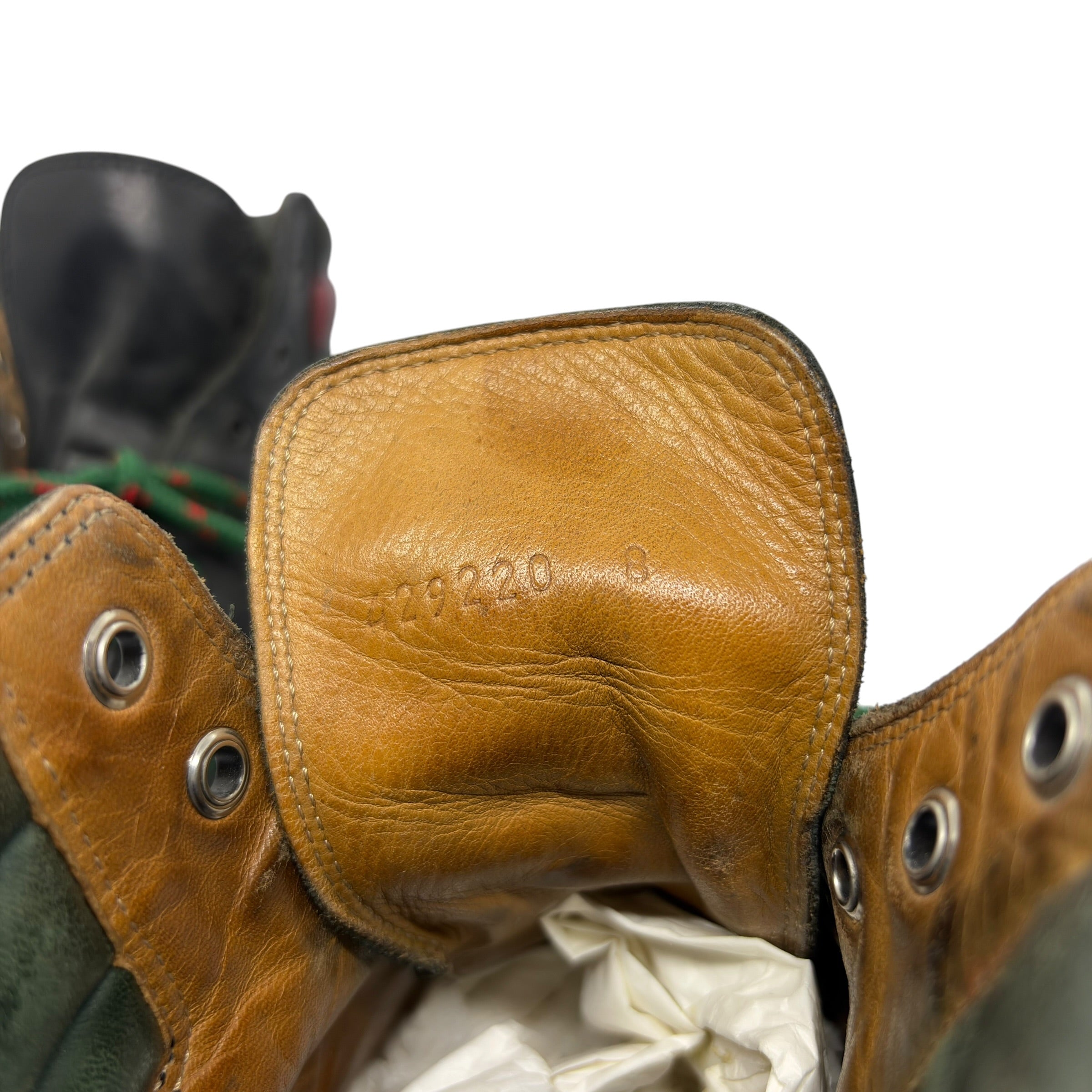 Gucci Web Collar Leather Hiking Combat Boots