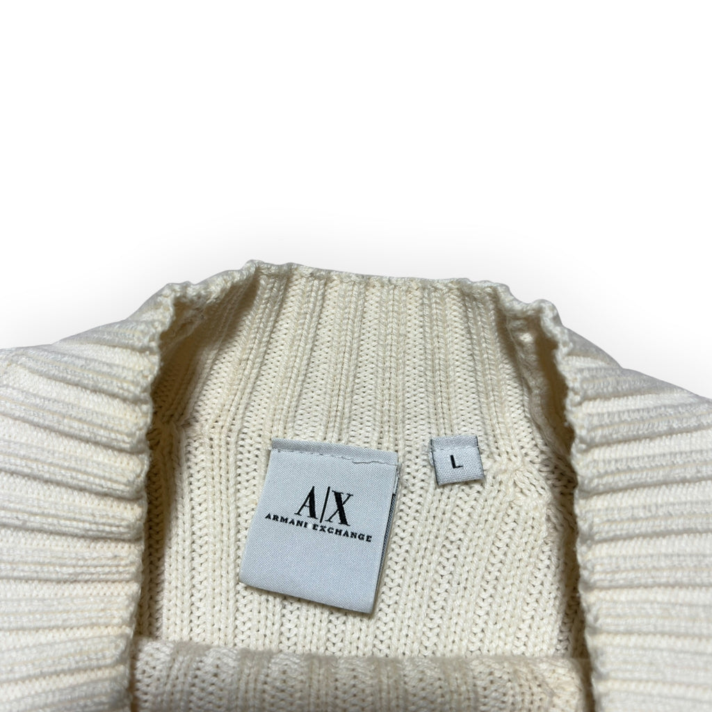 Armani Exchange Asymmetric Button Ribbed Knit Sweater