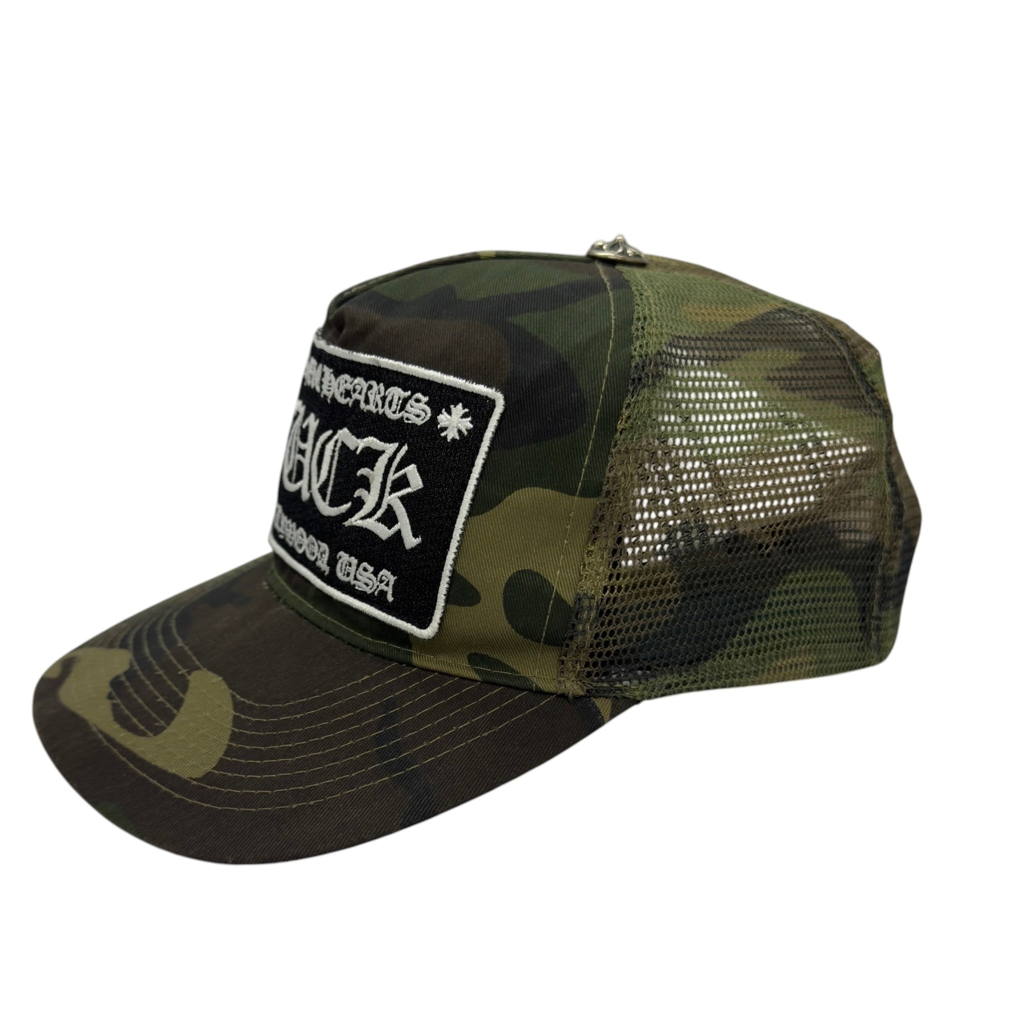 Chrome Hearts Camo "FUCK" Patch Trucker Hat