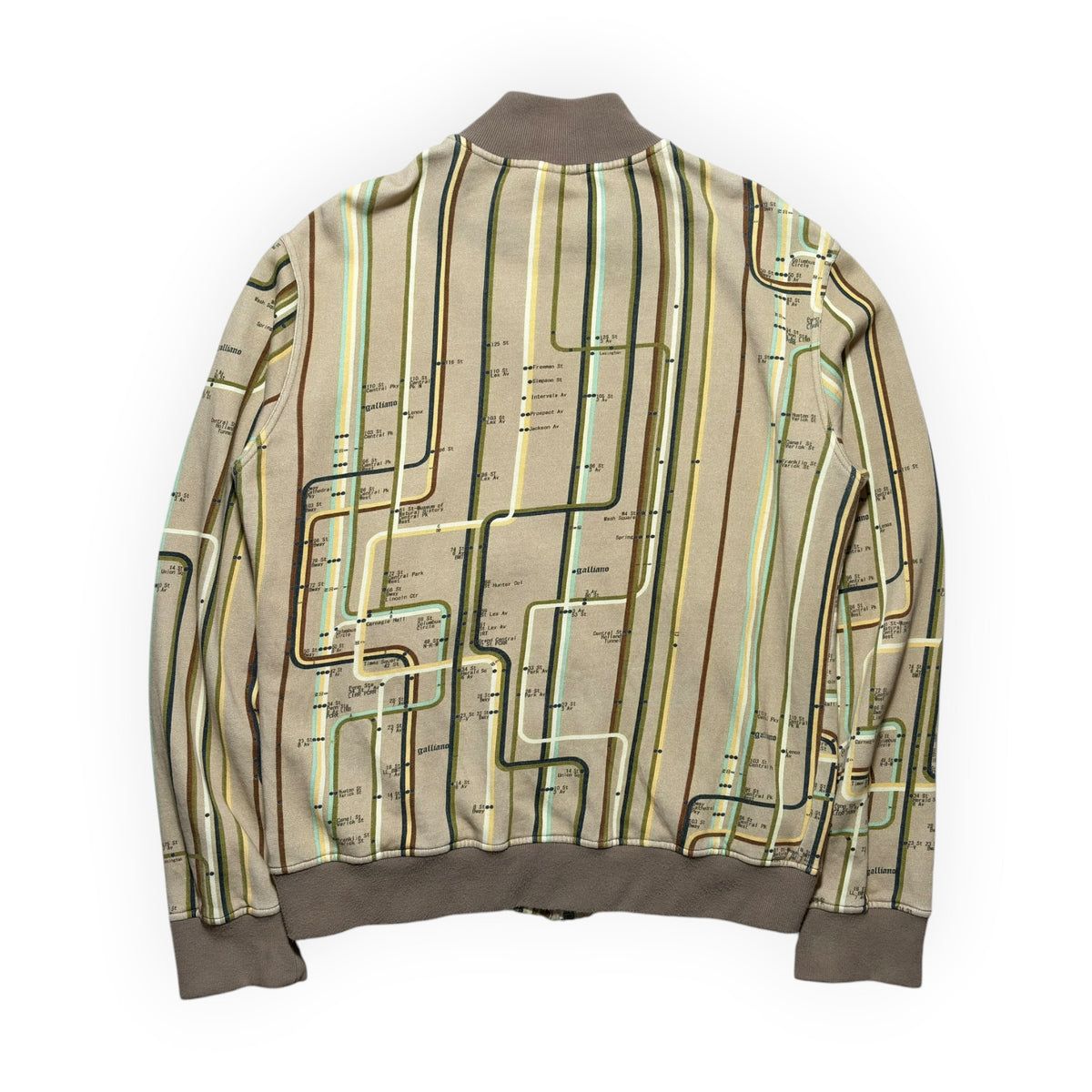 John Galliano Subway Transit Map Zip-Up Sweatshirt