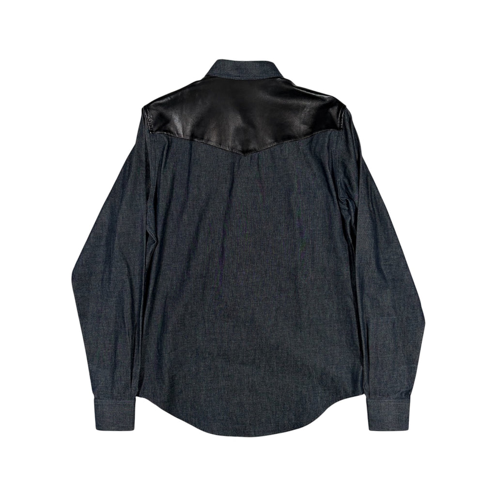 Saint Laurent Paris SS13 Leather Yoke Denim Western Shirt