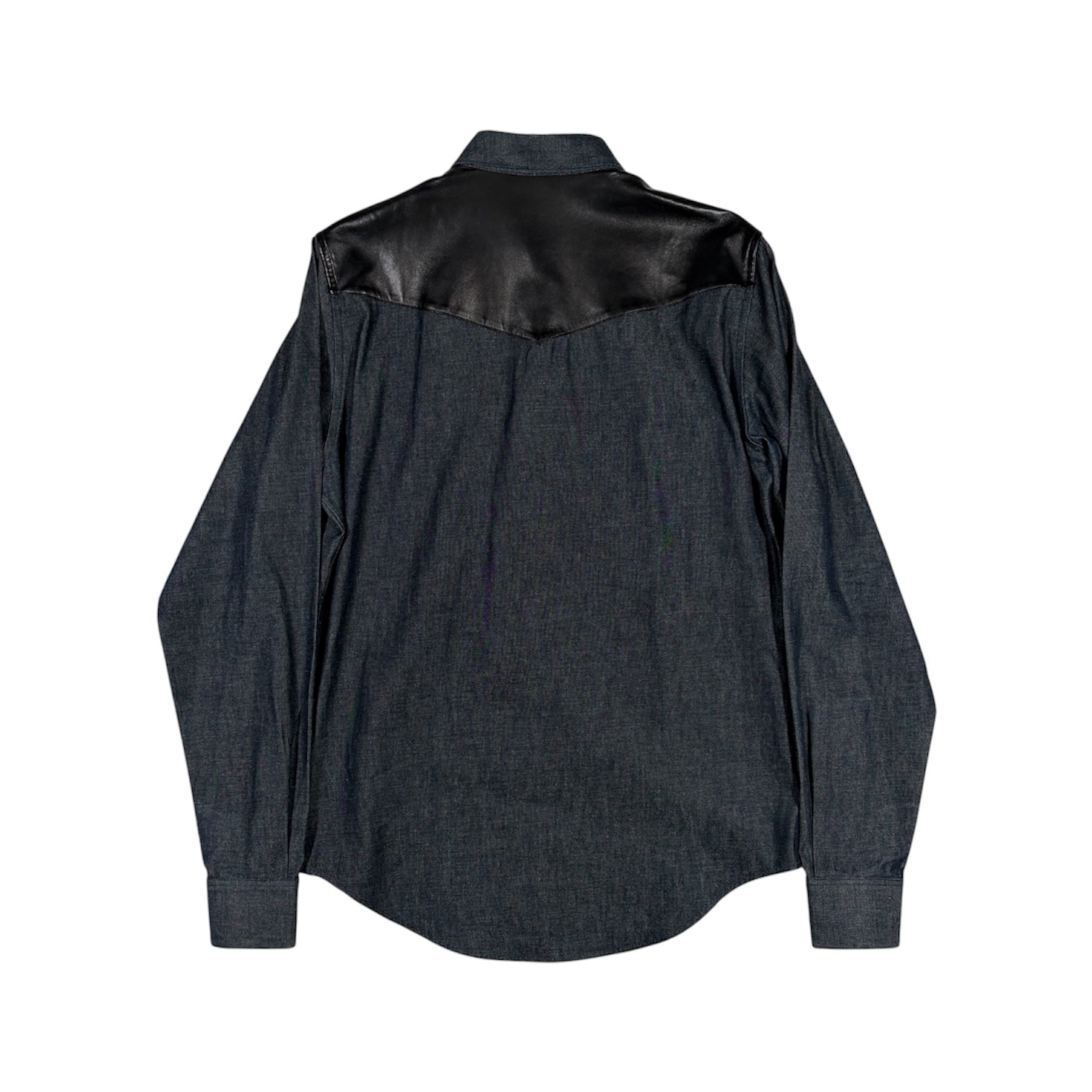 Saint Laurent Paris SS13 Leather Yoke Denim Western Shirt