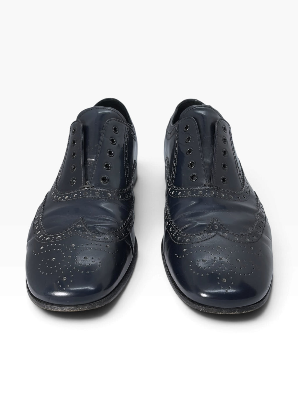 Prada Patent Spazzolato Brogue Derby Shoes