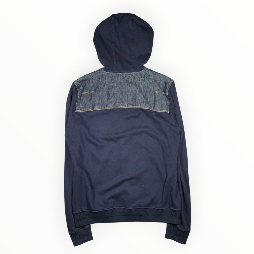 Dior 2015 Denim Yoke Bee-Embroidered Zip Hoodie