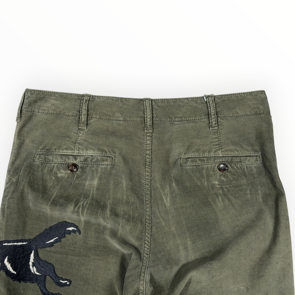 Gucci 2017 Wolf Embroidered Corduroy Trousers
